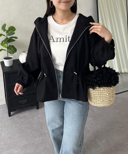 防曬 後背抽繩 荷葉擺 戶外風衣