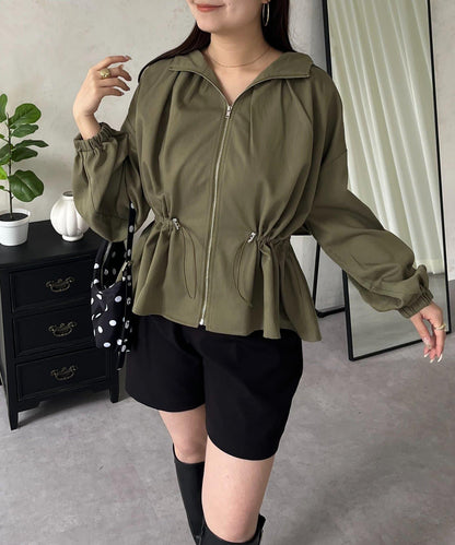 防曬 後背抽繩 荷葉擺 戶外風衣