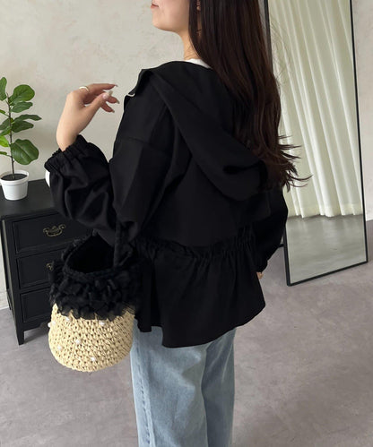 防曬 後背抽繩 荷葉擺 戶外風衣