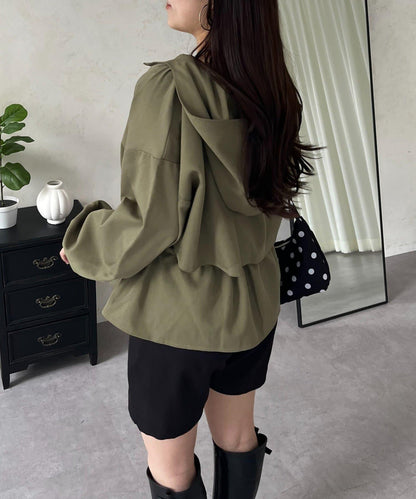 防曬 後背抽繩 荷葉擺 戶外風衣