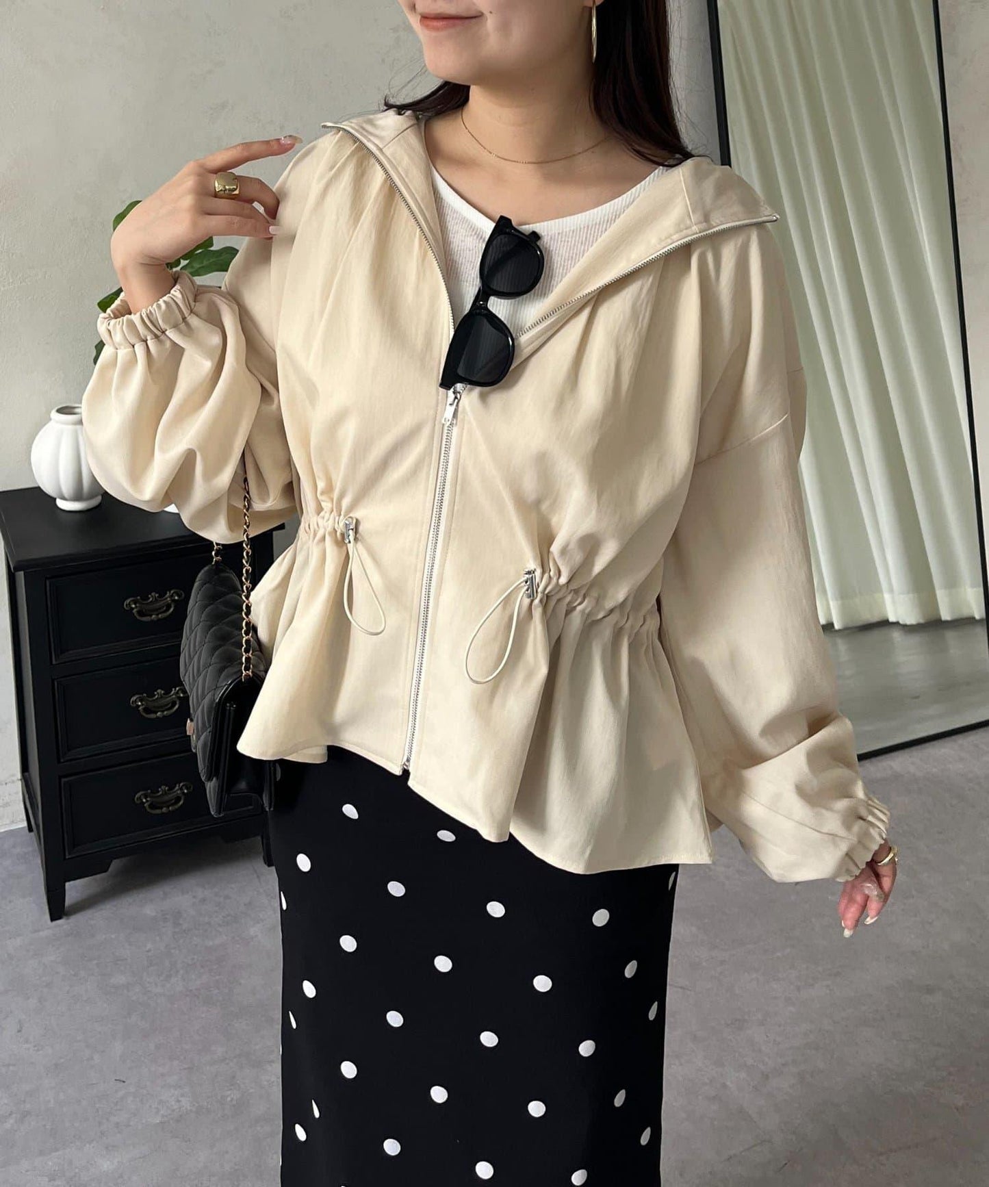 防曬 後背抽繩 荷葉擺 戶外風衣