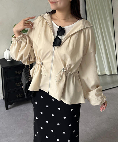 防曬 後背抽繩 荷葉擺 戶外風衣