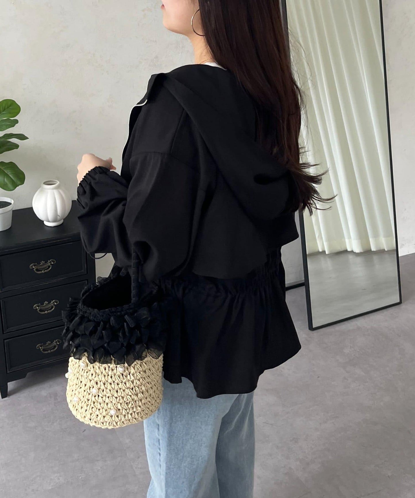 防曬 後背抽繩 荷葉擺 戶外風衣