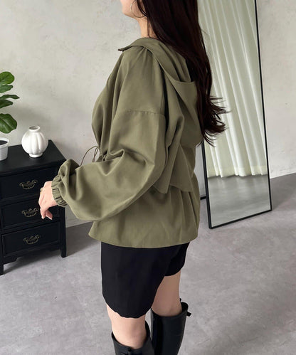 防曬 後背抽繩 荷葉擺 戶外風衣