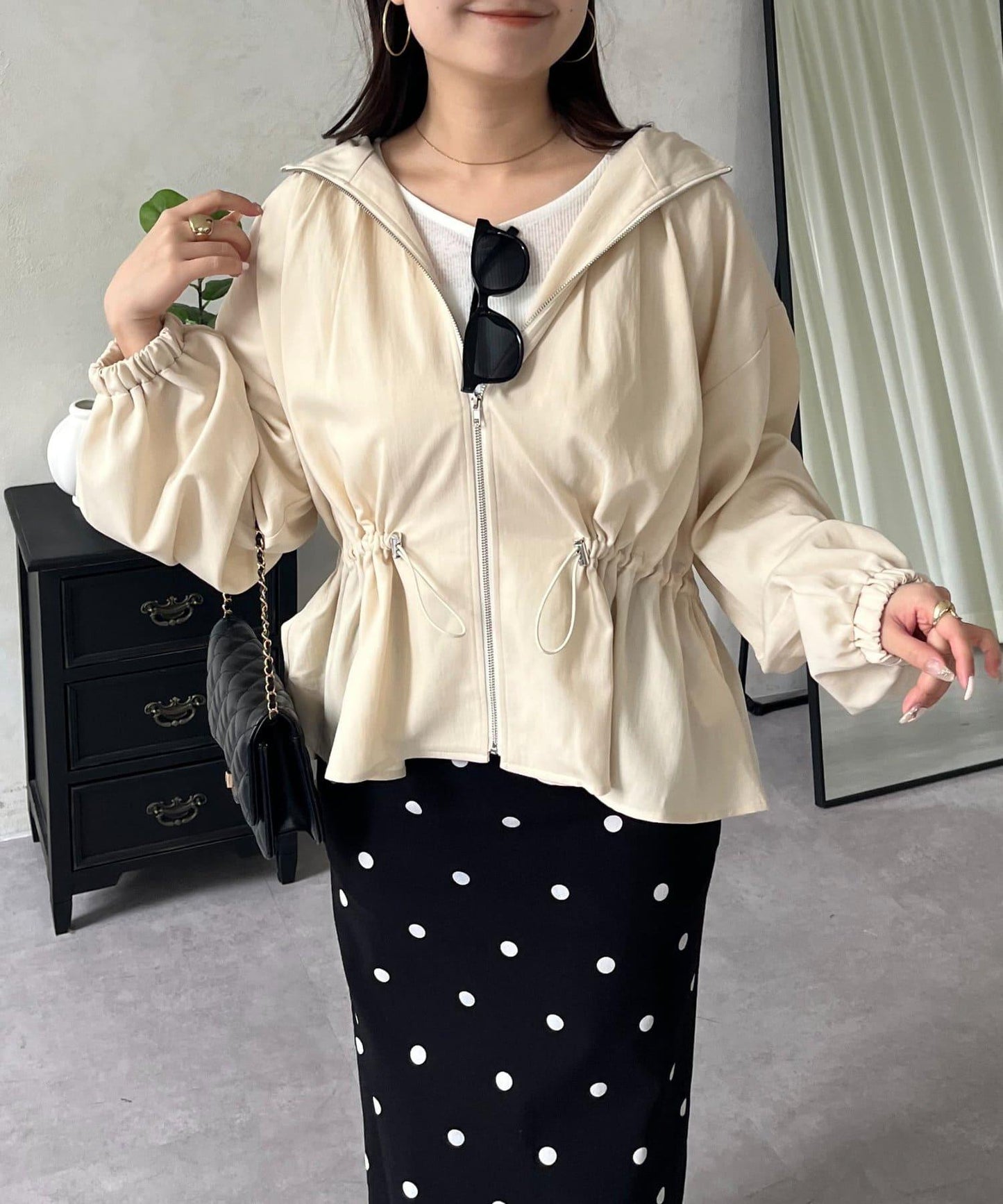 防曬 後背抽繩 荷葉擺 戶外風衣