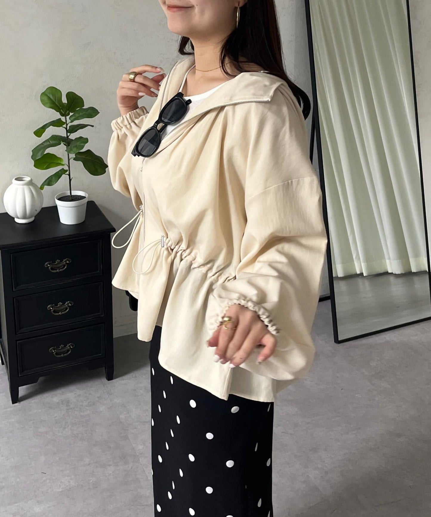 防曬 後背抽繩 荷葉擺 戶外風衣