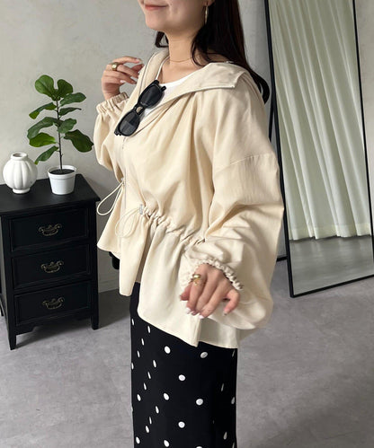 防曬 後背抽繩 荷葉擺 戶外風衣