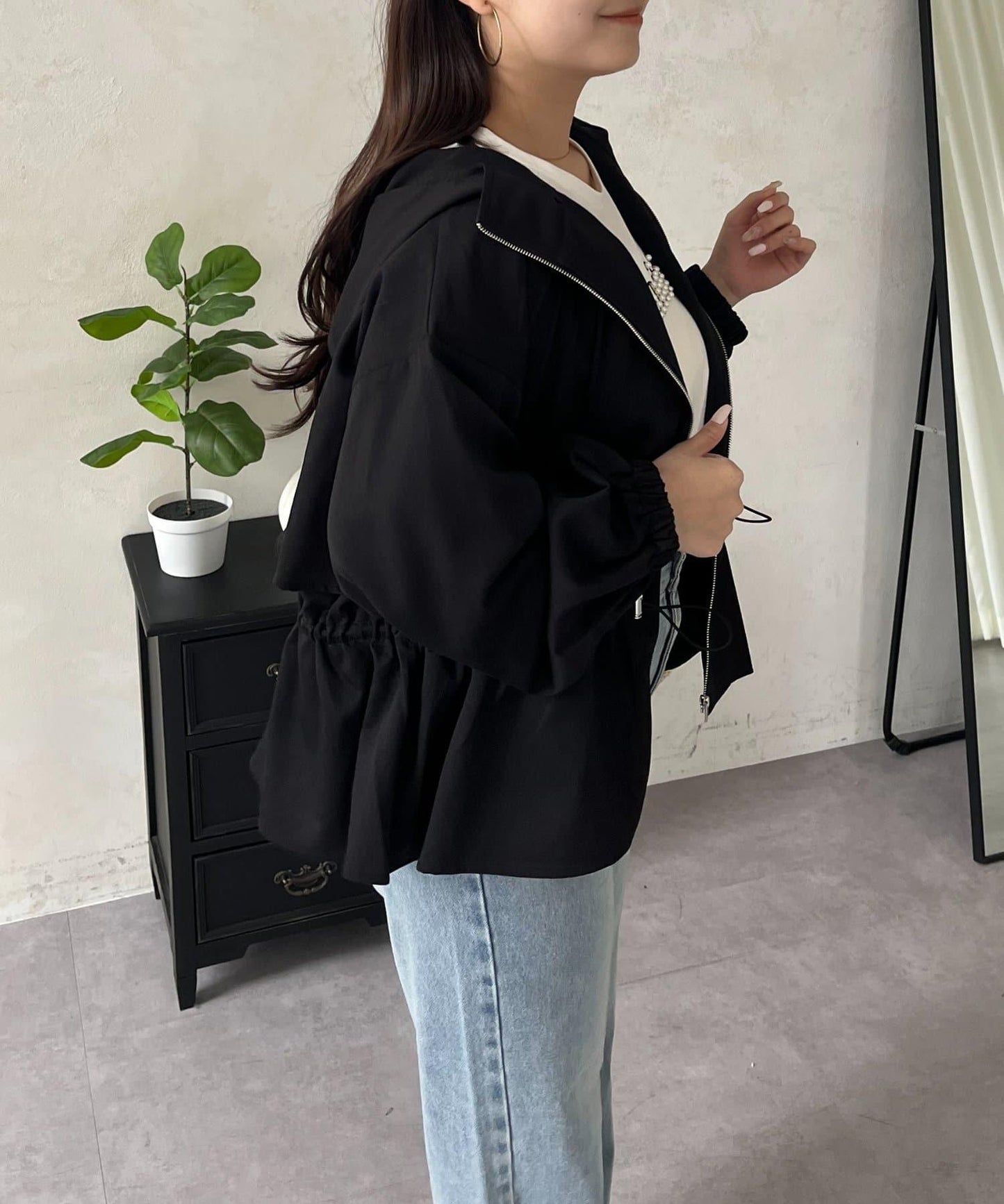 防曬 後背抽繩 荷葉擺 戶外風衣