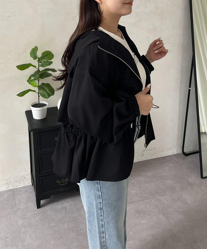 防曬 後背抽繩 荷葉擺 戶外風衣