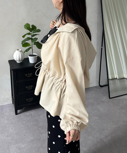 防曬 後背抽繩 荷葉擺 戶外風衣