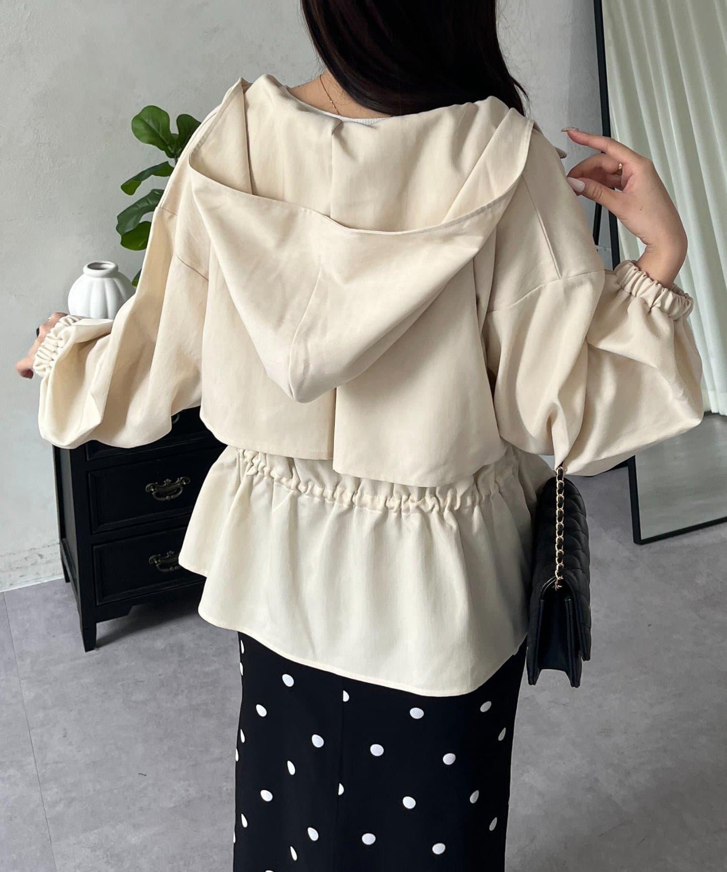 防曬 後背抽繩 荷葉擺 戶外風衣