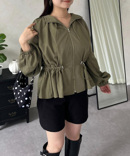 防曬 後背抽繩 荷葉擺 戶外風衣