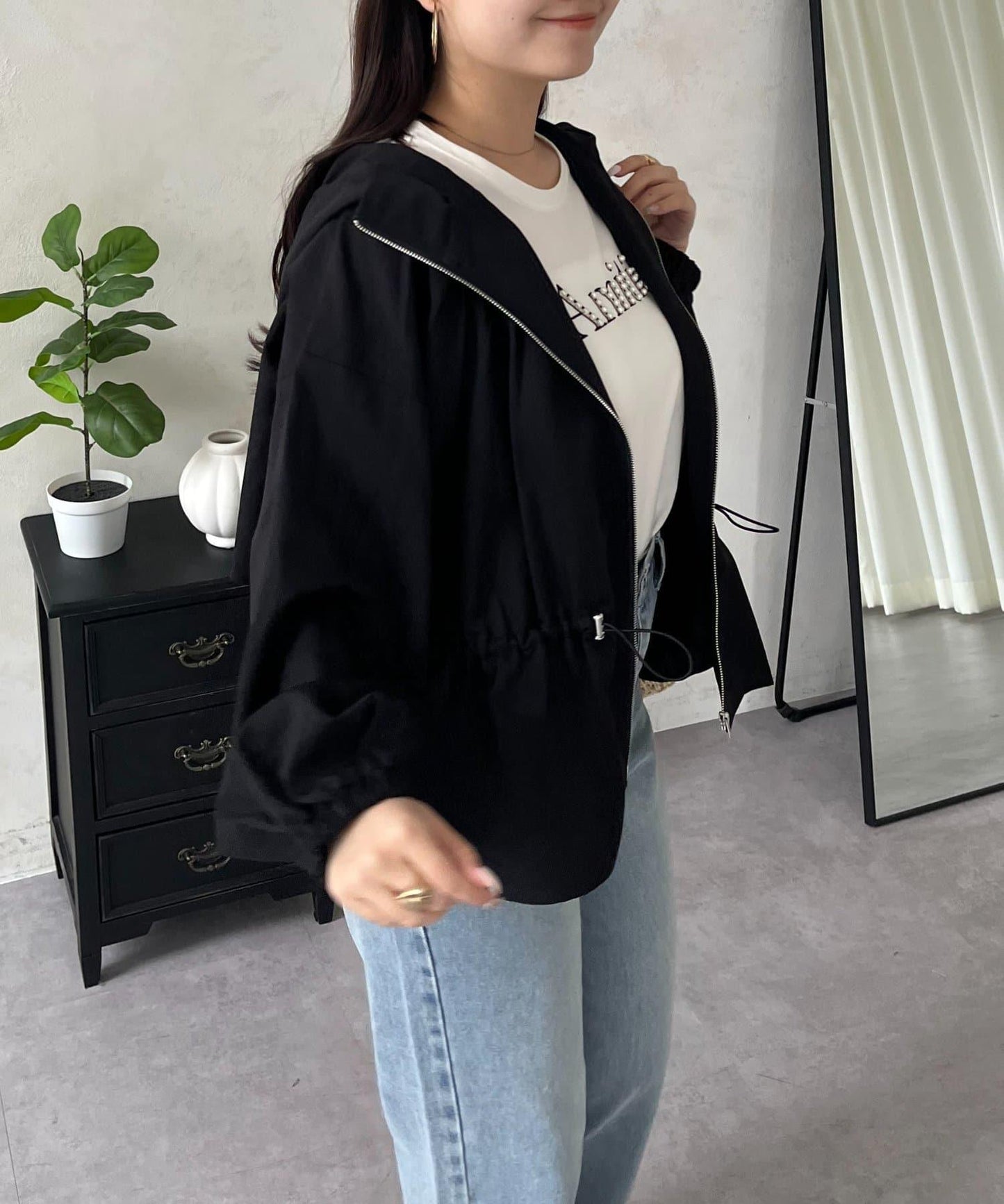 防曬 後背抽繩 荷葉擺 戶外風衣