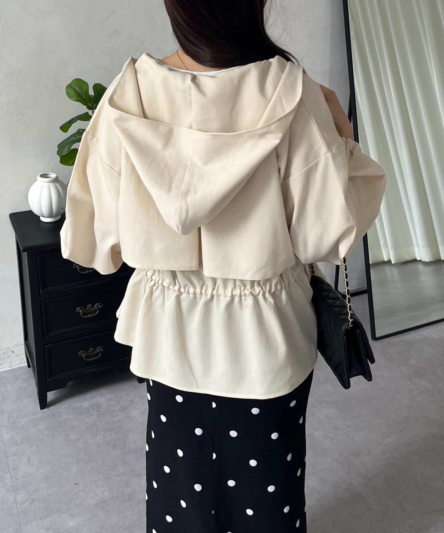 防曬 後背抽繩 荷葉擺 戶外風衣