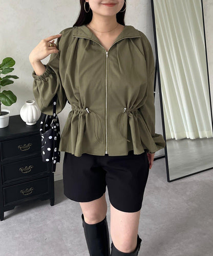 防曬 後背抽繩 荷葉擺 戶外風衣