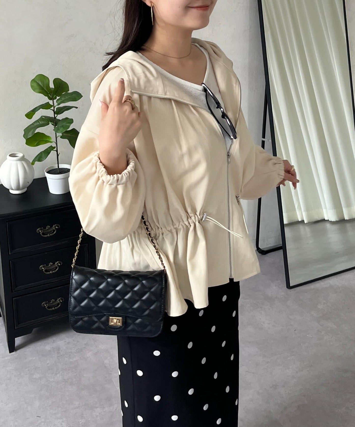 防曬 後背抽繩 荷葉擺 戶外風衣