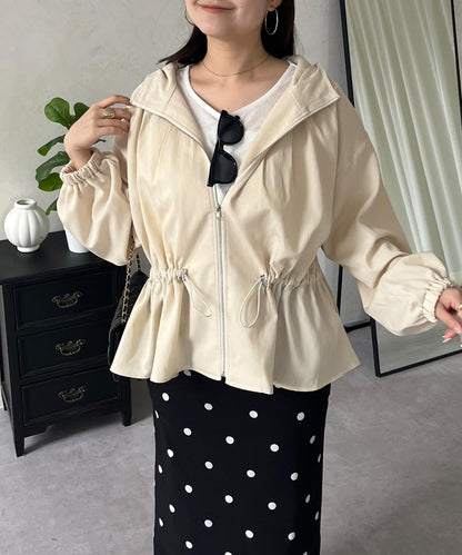 防曬 後背抽繩 荷葉擺 戶外風衣