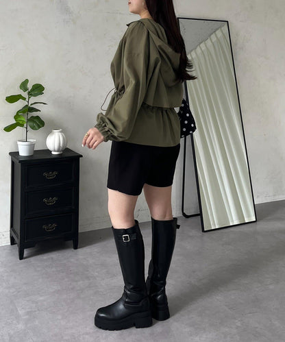 防曬 後背抽繩 荷葉擺 戶外風衣