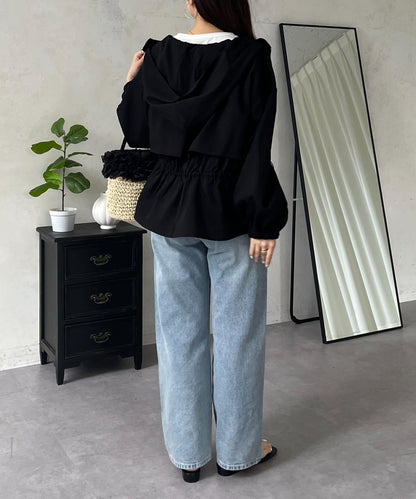 防曬 後背抽繩 荷葉擺 戶外風衣