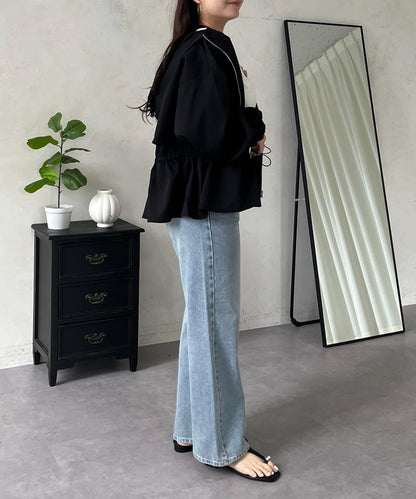 防曬 後背抽繩 荷葉擺 戶外風衣