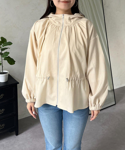 防曬 後背抽繩 荷葉擺 戶外風衣