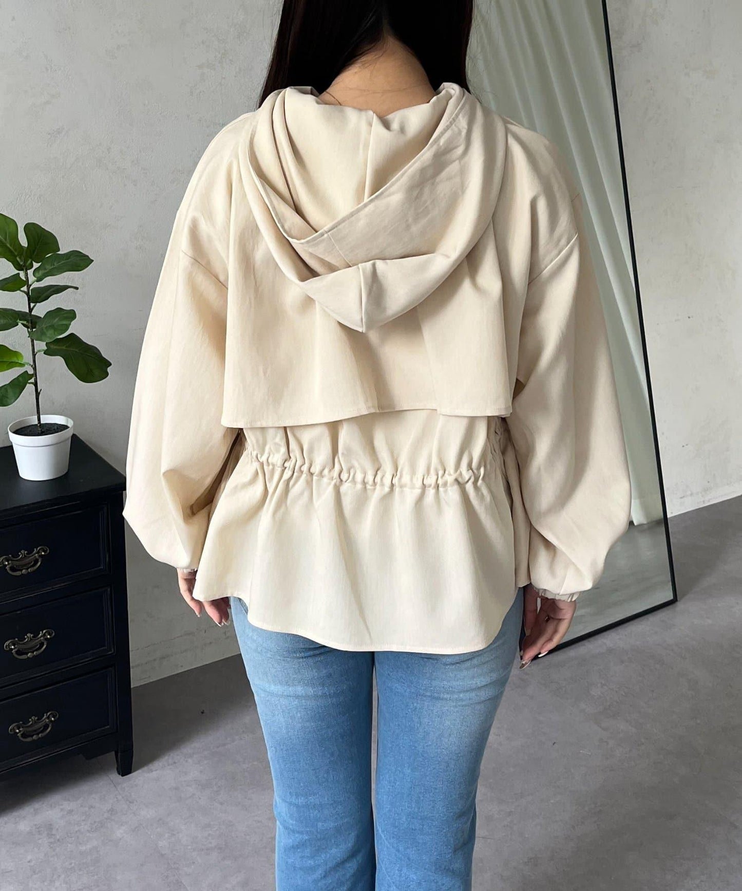 防曬 後背抽繩 荷葉擺 戶外風衣