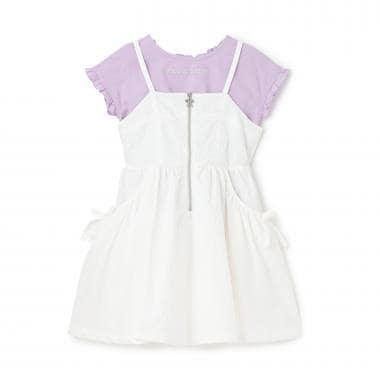 前拉鍊設計 吊帶連衣裙+短袖T恤套裝