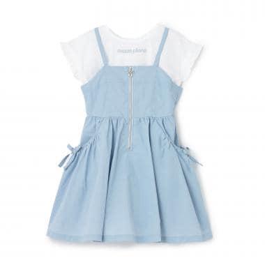 前拉鍊設計 吊帶連衣裙+短袖T恤套裝