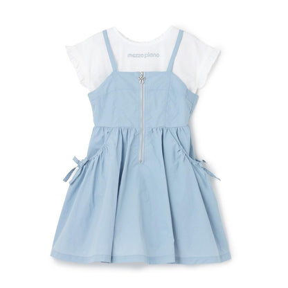 前拉鍊設計 吊帶連衣裙+短袖T恤套裝