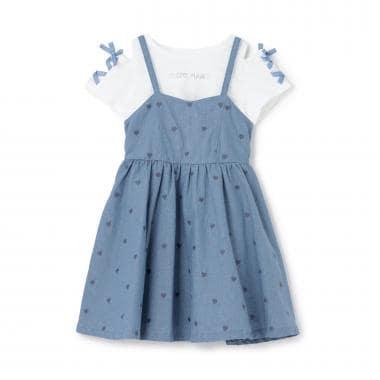 露肩設計T恤＋吊帶連衣裙套裝