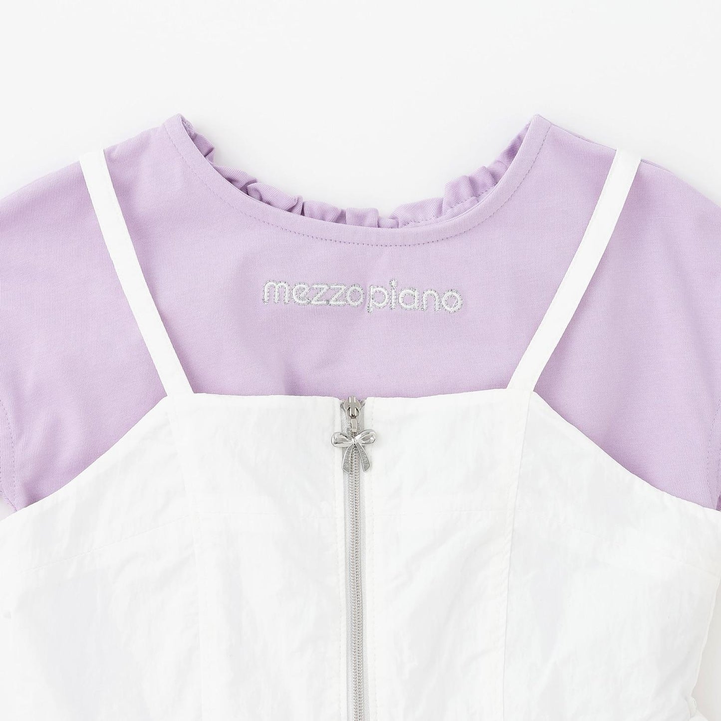 前拉鍊設計 吊帶連衣裙+短袖T恤套裝