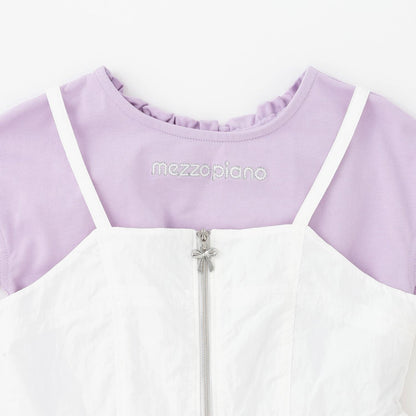 前拉鍊設計 吊帶連衣裙+短袖T恤套裝