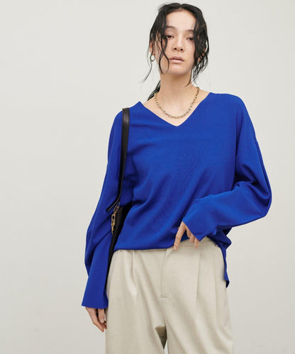 UV接觸冷感 寬鬆 deep V 針織上衣