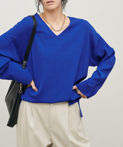 UV接觸冷感 寬鬆 deep V 針織上衣
