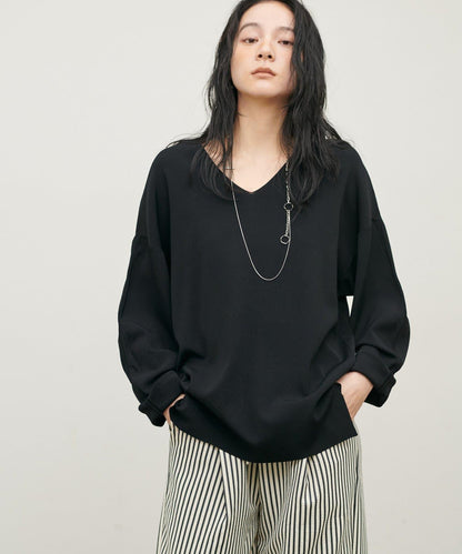 UV接觸冷感 寬鬆 deep V 針織上衣