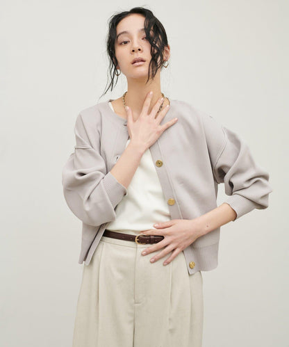 含Logo金扣聚酯圓領針織開衫