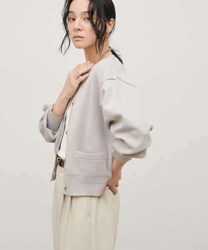 含Logo金扣聚酯圓領針織開衫