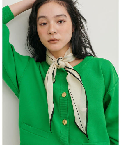 含Logo金扣聚酯圓領針織開衫