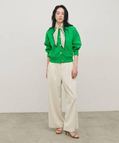 含Logo金扣聚酯圓領針織開衫