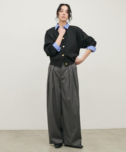 含Logo金扣聚酯圓領針織開衫