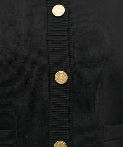 含Logo金扣聚酯圓領針織開衫