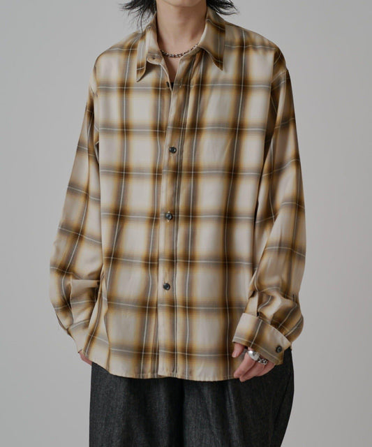 漸變格紋外搭襯衫