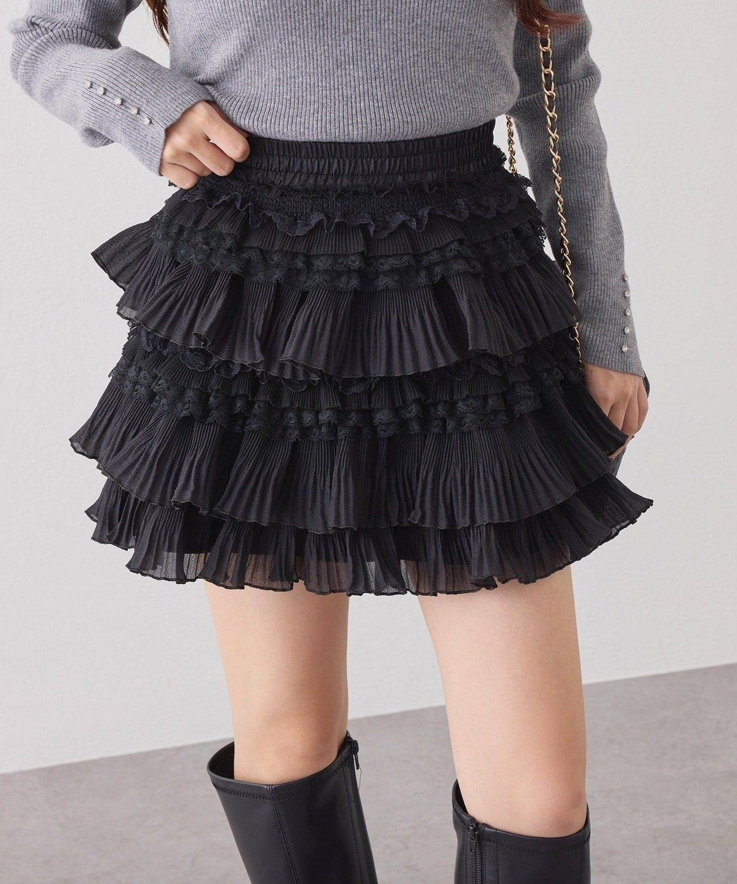 one after another 荷葉邊迷你半身裙