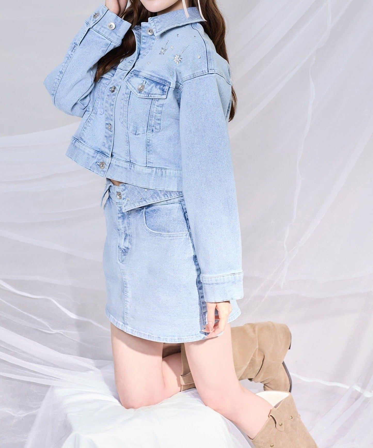 one after another 寶石裝飾 牛仔夾克