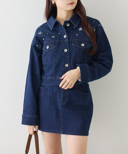 one after another 寶石裝飾 牛仔夾克