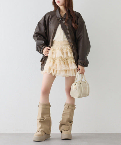 one after another 荷葉邊迷你半身裙