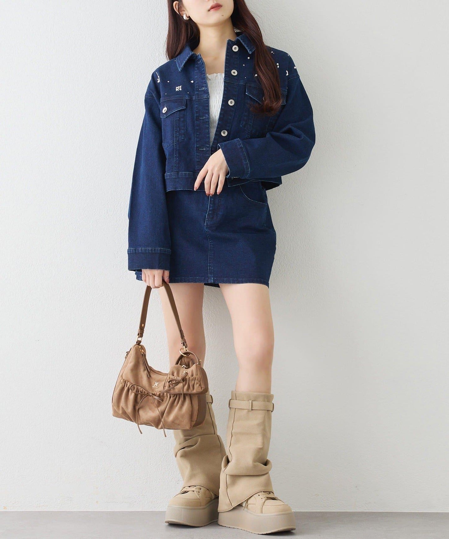 one after another 寶石裝飾 牛仔夾克