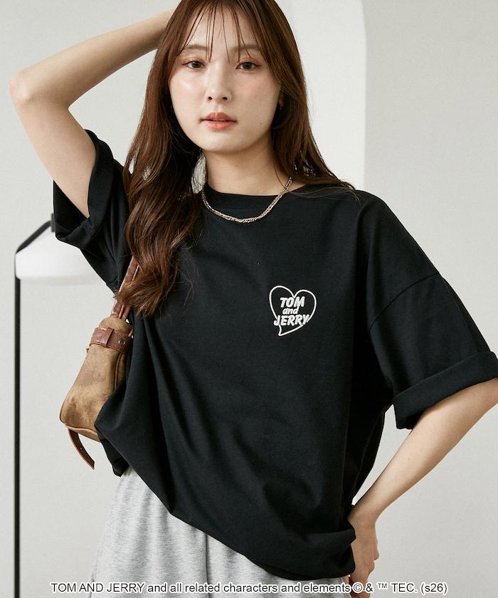 TOM AND JERRY（貓和老鼠） 心形圖案 功能性T恤