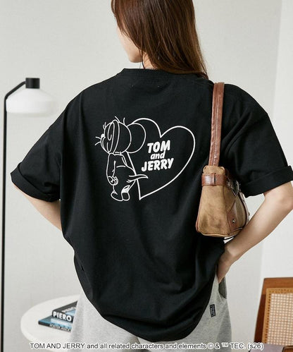 TOM AND JERRY（貓和老鼠） 心形圖案 功能性T恤