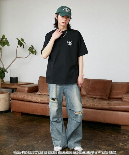 TOM AND JERRY（貓和老鼠） 心形圖案 功能性T恤